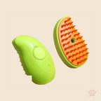 Denwell 3-in-1 Steam Grooming Brush in Green Mango, parts view, on cream background