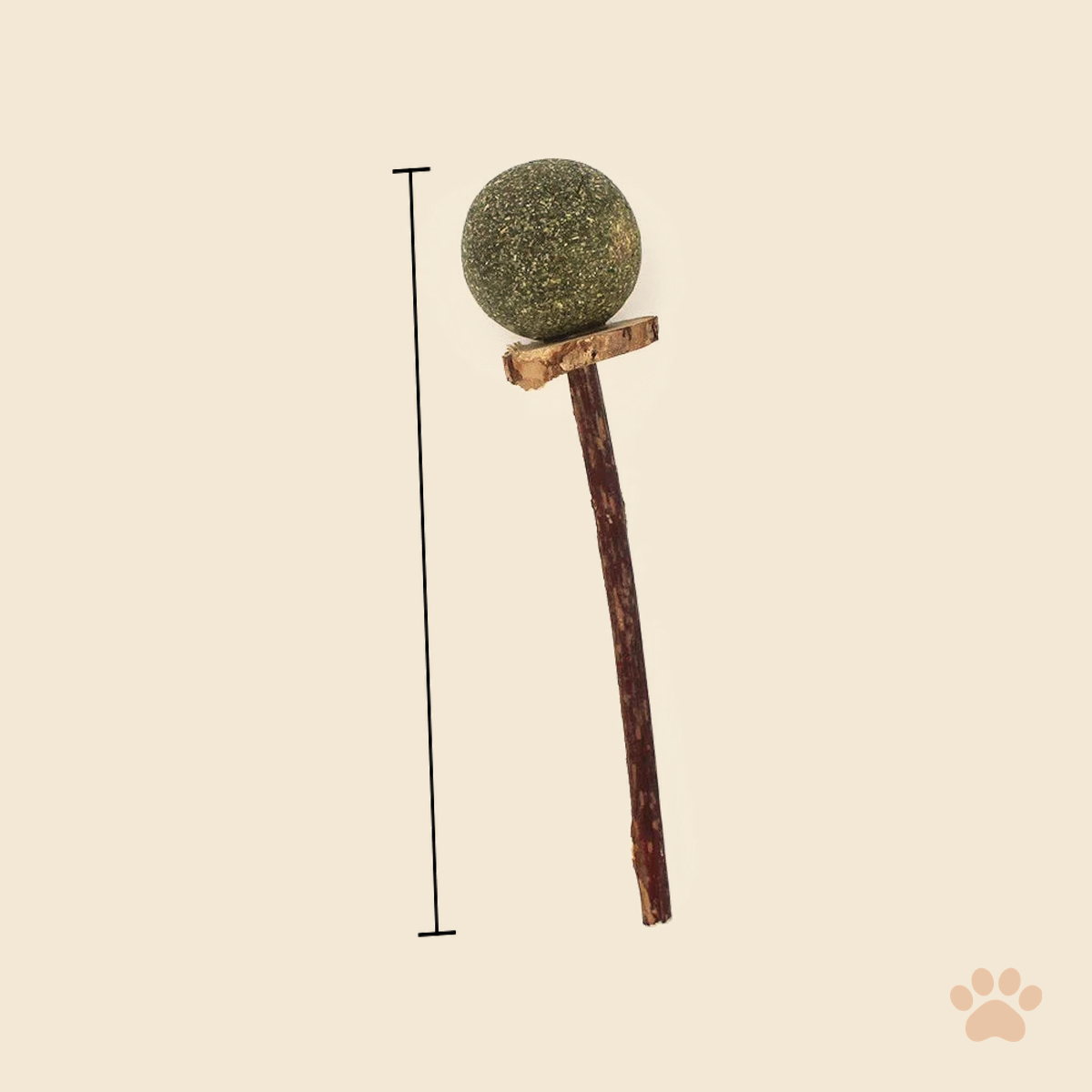 Denwell Small Catnip Ball Stick cat toy on a cream background