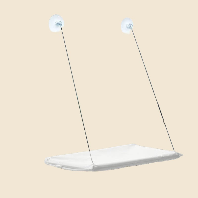 Denwell hanging cat hammock in White, on cream background