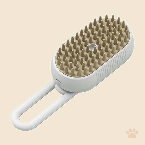 Denwell 3-in-1 Steam Grooming Brush in White, on cream background