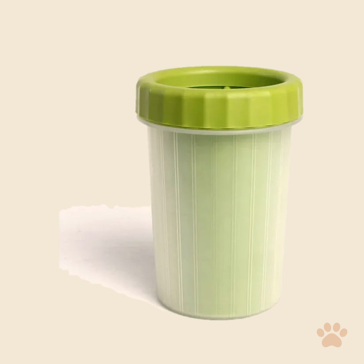 Denwell Portable Paw Cleaner Cup in Sage Green on a cream background