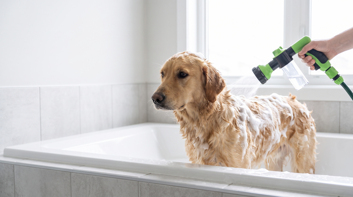 Denwell Foam Shower Gun hero banner - indoor bathroom scene