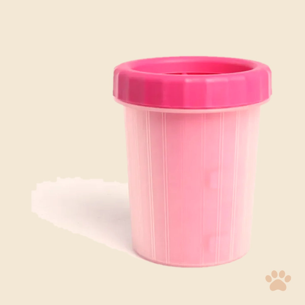 Denwell Portable Paw Cleaner Cup in Blossom Pink on a cream background